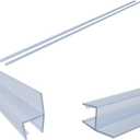 2 Packs Frameless Pivot Shower Door Side Seal Strip for 3/8 Inch (10mm) Glass, 80 Inches Vertical Polycarbonate H-Jamb 180 Degree 80" Long (2 Seals for 3/8" Glass Pivot Door)