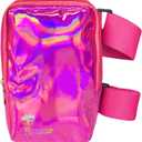 Holographic Thigh Bag | Carnival Leg Harness for Women | Outdoor Waist Pouch | J'ouvert Travel Leg Pack with Adjustable Colored Straps | Pink