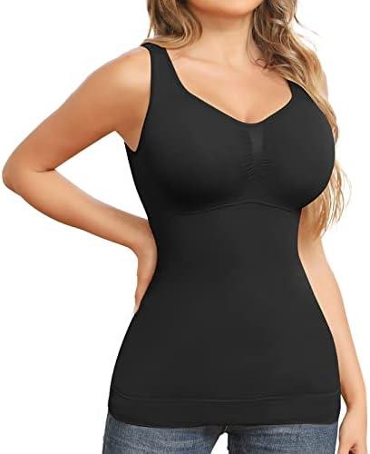 Shapewear Camisoles With Built in Bra Tummy Control Compression Tank Tops for Women Body Shaper Padded Tanks, L Shapewear Camisoles With Built in Bra Tummy Control Compression Tank Tops for Women Body Shaper Padded Tanks, L