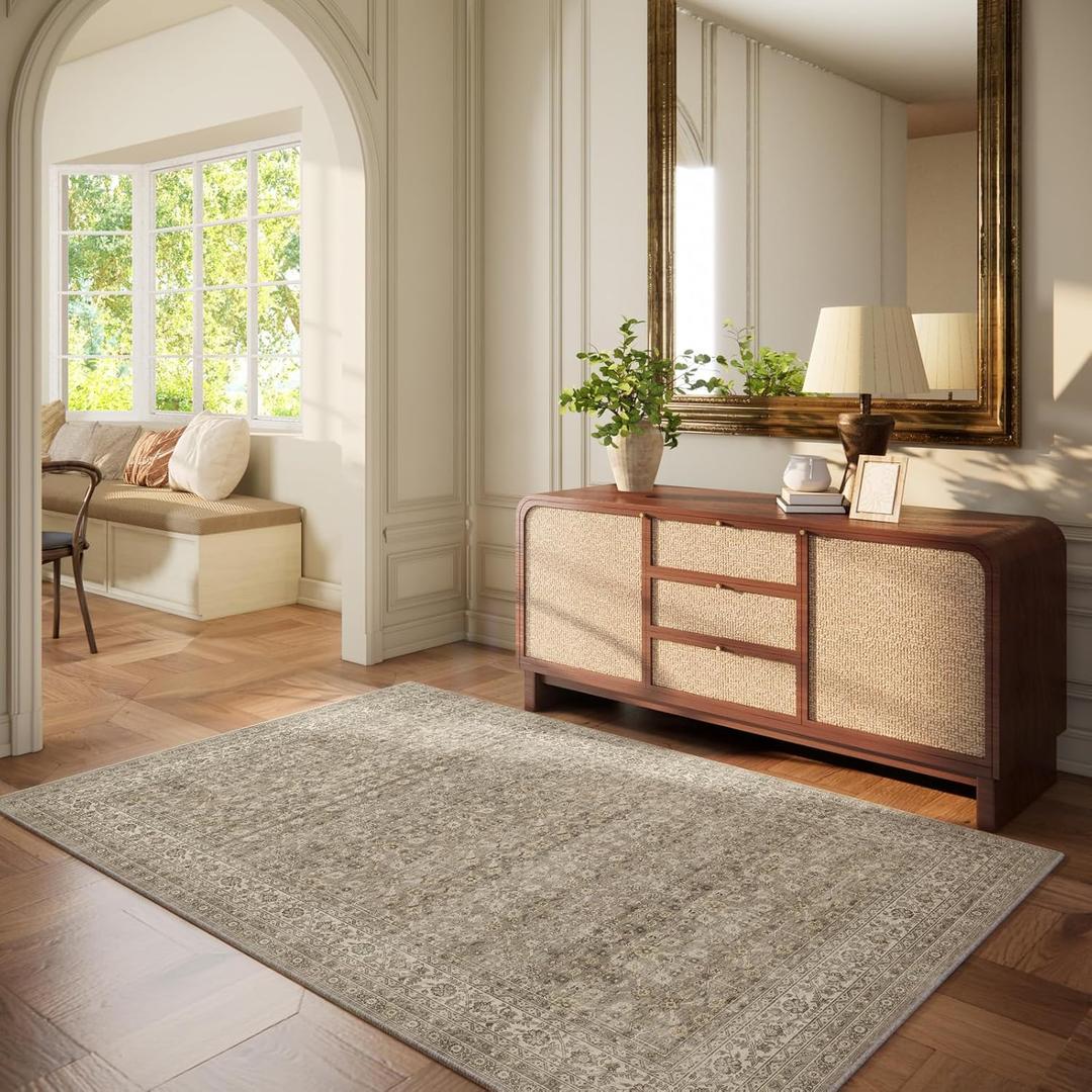 3x5 Washable Area Rugs for Entryway: Door Mat Indoor Entrance Throw Rug Stain Resistant Non Slip Low Pile Soft Carpet for Kitchen Front Door Indoor Entrance Entry Bedroom