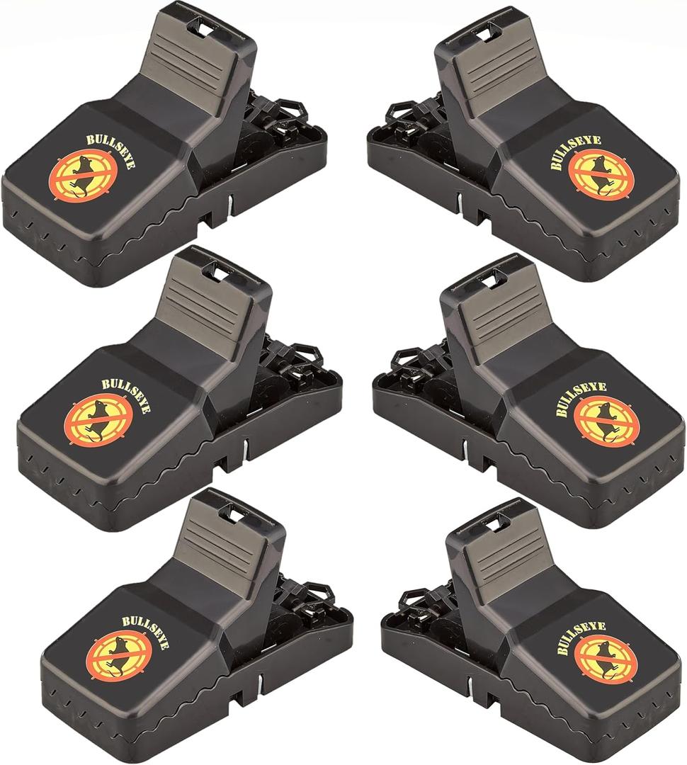 6 Pack - Rat Traps with Teeth - Indoor/Outdoor, Reusable, Easy Setup, Powerful Stainless Steel Spring, Tough ABS Body - Safely Set Traps Without Getting Snapped. Rats, Chipmunks & Rodents