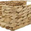 2 Pack Wicker Storage Basket,  Baskets for Organizing, Wicker Baskets with Handle, Rectangular Woven Basket for Storage Shelves, Cube Storage Bins for Closet/Clothes/Dresser, Natural, Assorted