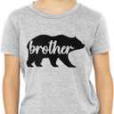Teeny Fox Mama Bear Papa Sister Brother Baby Cute Matching Outfits Couple Shirts (Gray, XS)
