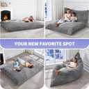 Hobestluk 3 in 1 Bean Bag Chair Giant Bean Bag Chairs Convertible Bean Bag Floor Cushion with Machine Washable Cover, Beanbag Chairs for Adult (Grey)