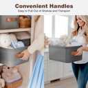 Toolola Large Storage Baskets for Shelves 3 Packs, Fabric Storage Bins for Shelves with Handles, 16.1'' L 12.2'' W  8.2'' H Collapsible Baskets for Organizing Clothes, Toy, Grey