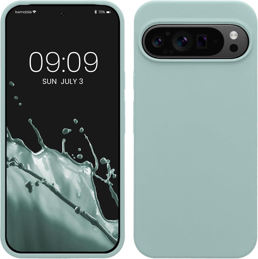 kwmobile Case Compatible with Google Pixel 9 Pro XL Case - TPU Silicone Phone Cover with Soft Finish - Mint Matte