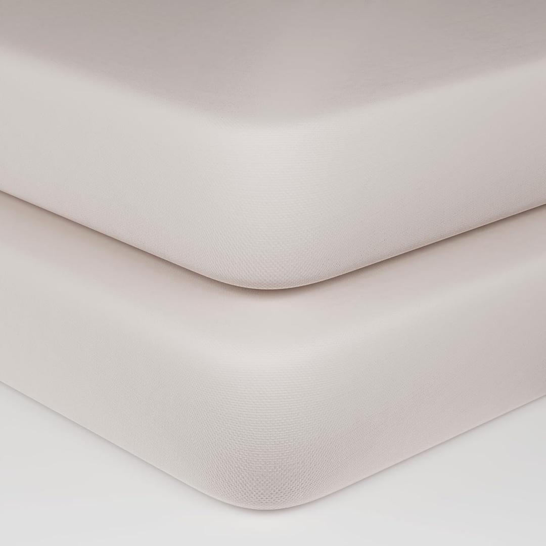 Organic Cotton Fitted Crib Sheets - 100% GOTS Certified Organic Cotton, All-Natural, Dye-Free, Unbleached, Toxic-Free & Breathable Baby Crib Sheets for Standard Crib Mattresses (Pack of 2)