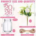 Knitgrip 10 Sets 2026 Graduation Table Centerpieces Party Decoration Mason Jars with Glitter Cutouts Tags Artificial Flowers and Jute Rope Double Side 2026 Graduation Cutouts for Grad Decors (Pink)
