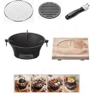 Cast iron charcoal grill,cast iron portable grill,Small Portable Charcoal Grill for Outdoor Tabletop Camping, BBQ Grill Grate Surface 11in, Perfect for 3-4 People
