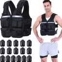 Sportneer Adjustable Weighted Vest Weights: 2-18 lbs/2-42 lbs Washable Weight Vest for Walking 16 In 1 Fast Adjust Rucking Vest for Women and Men Home Gym Running Jogging Strength Training Vests Black, 2-42 lbs