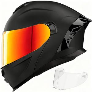 Motorcycle Helmets,Dual Visor Flip up Modular Full Face Helmet(M)