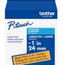Brother Genuine P-Touch TZe Black Print on Fluorescent Orange Label Tape (TZeB51), Laminated,1in x 16.4ft (24mm x 5m), for Select P-Touch Label Makers, Durable, Water-Resistant, Indoor/Outdoor Use