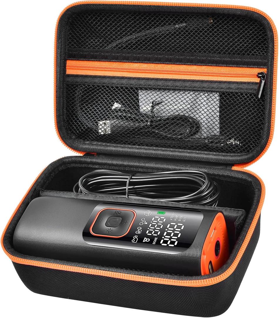 Case Compatible with WARWOLF/for Skight/for LOLSSA/for Teffim/for Hafuloky/for Frarome Tire Inflator Portable Air Compressor, Car Air Pump Storage Holder for Air Tube & Accessories (Box Only) - Black