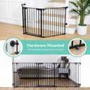 COMOMY 80" Extra Wide Baby Gate, Dog Gate for House Stairs Doorways Fireplace, Auto Close Pet Gate with Door Walk Through, 3 Metal Panels, Hardware Mounted Baby Fence Indoor Outdoor(30" Tall, Black)