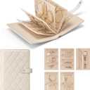 VLANDO Travel Jewelry Organizer Case,Large Jewelry Storage Book Ring Binder with Clear Zipper Velvet Jewelry Pouches Bags for Rings,Bracelet,Earrings-Cream White