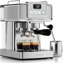 Espresso Machine 20 Bar, Professional Coffee Maker Stainless Steel Espresso Maker with Power Steam & LED Display for Home Barista, Americano, Latte, Cappuccino Machine, 1.8L Water Tank