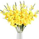 IPOPU Yellow Gladiolus Artificial Flowers 10 PCS 30.3 in Silk Gladiolus Flowers with Stems for Home Wedding Office Decoration(Yellow)