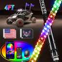 Nilight 2PCS 4FT RGB LED Whip Lights, Remote App Control w/DIY Chasing Patterns Stop Turn Reverse Modes Safety Lighted Antenna for ATV UTV Polaris RZR Can-am Dune Buggy Jeep