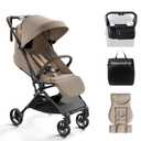 MAMAZING Ultra Air Lightweight Baby Travel Stroller with Carbon Fiber Frame, Compact & Airplane-Friendly, One-Handed Fold, 11.6 lbs, Perfect for Toddlers, Organizer & Cushion Included, Simply Taupe