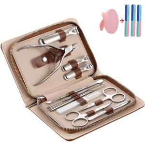Stainless Steel Nail Clippers Toenail ingrown Clipper Set 15in 1 Pedicure Personal Care Tool Thick toenail Nail File Foot File Cuticle Remover-Heel Scraper and Foot Scrub Cuticle Remover