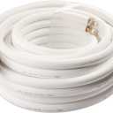 ICOOL 50 Ft. Mini Split Line Set, 1/4" & 3/8" O.D. Twin Copper Pipes, 3/8" Thickened PE Insulated Coil Copper Line with Nuts for Air Conditioner HVAC Refrigeration and Heating, without Fittings