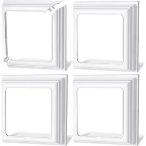 Thyle 4 Pcs True 4x4 Inches Vinyl Post Skirt Post Base Cover Column Wraps for Porch Deck Base Vinyl Sleeve White Trim for Wood Hand and Stair Rails
