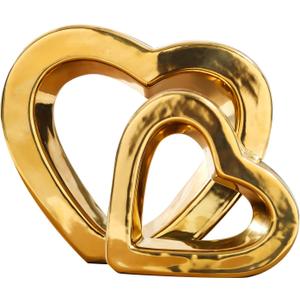 Love decorCeramic Golden Heart Decoration, Valentine's Day, Anniversary, Wedding Gift, Home Decoration