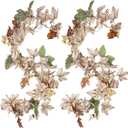 Riceshoot 2 Pcs Thanksgiving Fall Maple Leaves Garland 6 ft Hanging White Cream Neutral Autumn Fall Garland Table Decoration for Mantel Fireplace Porch Front Door Christmas Home Decor
