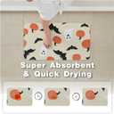 Halloween Bath Mat, Thin Bathroom Rug Non Slip Quick Dry Pumpkin Bath Mat Fits Under Door Thin Floor Mat Halloween Decor, 17''x30'', Pumpkins Bats and Ghost (1'5" x 2'6" (Rectangular))