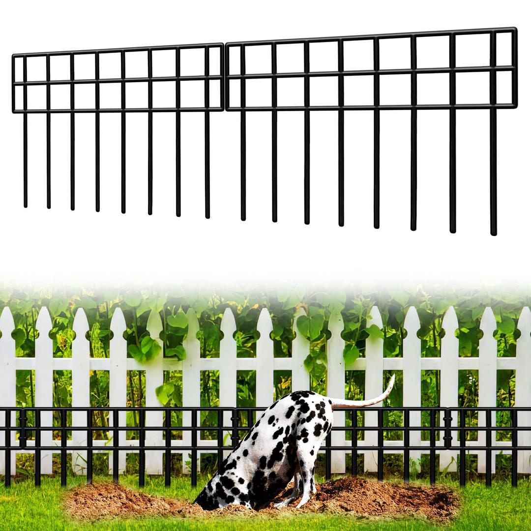 Animal Barrier Fence, 14 Pack No Dig Fence Panels,19.52Ft(L) X 13Inch(H) Garden Fence Border, Dig Fence Barrier for Dogs Rabbits Defense, Ground Defense Border for Outdoor, Yard, Patio