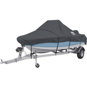 Classic Accessories StormPro Dark Grey Heavy-Duty Center Console Boat Cover, 16-18.5' L x 98" W, Marine Grade Fabric, Water-Resistant, Fits V-Hull Runabouts OutBoards and I/O