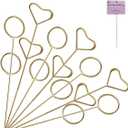 40Pcs Floral Pick Card Holder, Card Holder for Flower Arrangement, Gift Card Tree Holder, Photo Memo Holder Pick Stick, 12 Inch Suitable for Wedding Birthday Party Flower Gifts (Round&Heart)