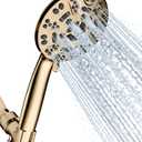 Cobbe 8-Setting Handheld Shower Head with High Pressure Shower Heads - Bathroom Showerhead Set - Detachable Showerhead with 5ft Stainless Steel Hose and Brass Swivel Bracket (Gold)