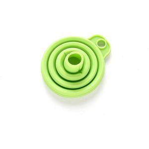 Silicone Folding Funnel Wearproof and SpaceSaving Design for Cooking Oil, Cooking Wine with EcoFriendly Food Grade Silicone Divider (Green)