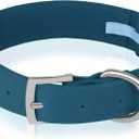 Leather Dog Collar with Airtag Holder - Apple Air Tag Dog Collars - Soft Tracking GPS Pet Collar for Small Medium Large Dogs Breed Puppy (Smoky Blue, M, 12"-15" Neck Fit)