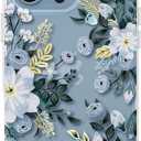 SCORPIFY Compatible with iPhone 16 Pro Case, Blue Nemophila Floral Design, Cute Clear Flower Phone Case for Women Girls, [Non Yellowing] Slim Shockproof Bumper with Gold Accents (for iPhone 16 Pro, FL-Blue Nemophila)