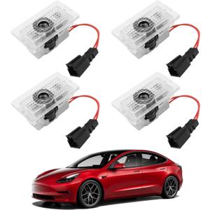 for Tesla Car Door Logo Projector 2025 Upgraded Puddle Lights,Ultra-Bright Welcome Light 3D Laser Ghost Shadow Light No Fade Compatible with Tesla Model 3 Y X S Accessories(4 Pack)