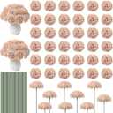 Thiccywoov 200 Pcs Flowers Long Stem Artificial Rose Bulk, 3.2 Inches Silk Rose Head Flowers Faux for Wedding Bridal Bouquet Independence Day Home Floral DIY Centerpieces Party Decoration (Nude)