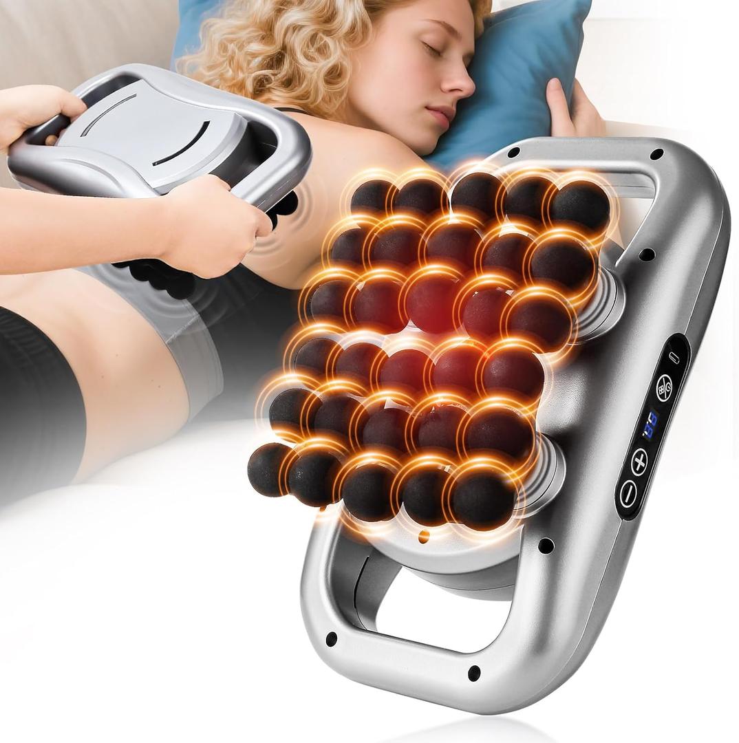LIARTY 30 Head Massage Gun Set Massage Gun Deep Tissue: Portable 9 Levels 9 Modes - Massager for Legs Waist Neck Back Buttocks Muscles Gifts for Women Men Mom Dad