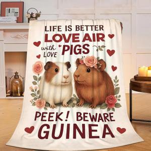 Cute Guinea Pig Throw Blanket Soft Cozy Fleece Fuzzy Plush Guinea Pig Warm Stuff Bedding Animal Blanket Gifts for Boys Girls Kids Adult Men Women 40"X50"