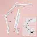 LED Desk Lamp, Manicure Table Lamp, 16" Lamp Head, Dimmable Eye-Caring Drafting Light with 3 Color Modes, 10 Brightness Levels & Adapter, Memory Function(White)