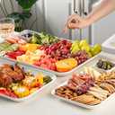DELLING Serving Platter Set 18/16/14 Inch, Large White Porcelain Serving Trays for Entertaining, Rectangular Platters for Turkey Fruit Appetizer Party Wedding, Microwave Oven Dishwasher Safe, 3-Pack