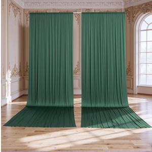 10ftx15ft Hunter Green Backdrop Curtains for Parties, Wrinkle Free Polyester Hunter Green Photo Backdrop Drapes 2 Panels 15 ft Long Back Drop Cloth for Wedding Birthday Photography Background Party