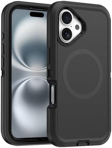 BOCONARRY Magnetic Case For iPhone 16 - [Compatible with MagSafe] [Military-Grade Protective] -Heavy Duty Magnetic Phone Case for iPhone 16 Case 6.1 Inch - Black