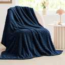 BEDELITE Fleece Blanket - 3D Jacquard Decorative Navy Throw Blankets for Couch & Bed, Soft and Cozy Warm Plush Fluffy Blanket All Seasons Suitable, 50x70Inches