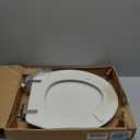 Mayfair Bennett Toilet Seat with Brushed Nickel Hinges, Slow Close Wood Seat, Secure Metal Hinges, Easy Install, Made in USA, Round, White