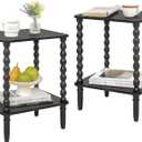 Fultyle End Tables Set of 2, Small Side Table with Storage Shelf, Nightstands for Bedroom Set of 2 for Living Room, Office and Small Spaces (Black)