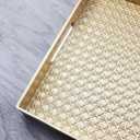 Gold Decorative Coffee Table Tray, Rectangular Plastic Serving Tray with Handles for Living Room, Ottoman, Bathroom, 15.7"*10.2"