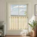 jinchan Striped Linen Kitchen Curtains 24 Inches Tier Curtains Farmhouse Modern Cafe Style Small Window Treatments Airy Light Filtering Rod Pocket for Living Room Bathroom 2 Panels Mustard Yellow