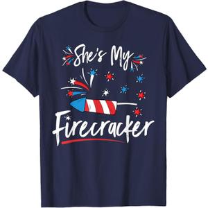 Shes My Firecracker Matching Couples His And Her 4th Of July T-Shirt, XL